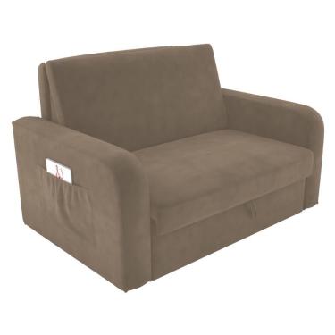 Imagem de Sofá Cama Com Baú 2 Lugares John Veludo Cappuccino