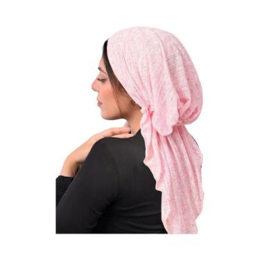 Imagem de Hijab Feminino De Cor Sólida Com Efeito Amassado, Turbante Macio E Elá