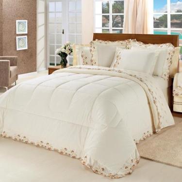 Imagem de Kit Edredom Emozione Casal King Size 5 Peças Percal 200 Fios 100% Algo