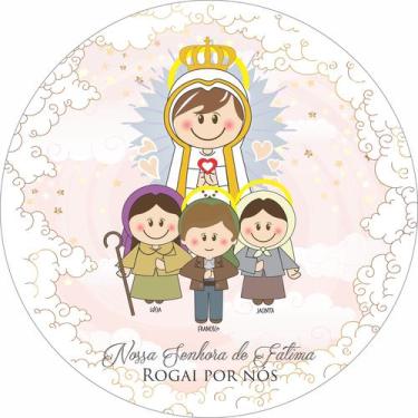 Imagem de Painel de Lona Redondo Santinhos Católicos Nossa Senhora de Fátima e P