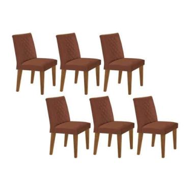 Imagem de Kit 6 Cadeiras Sala Jantar Jade 6 Un Capuccino/Suede Marrom - Rufato