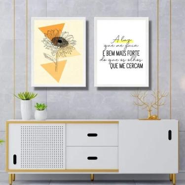 Imagem de Kit 2 Quadros Decorativos Girassol - Luz 45X34Cm - Com Vidro
