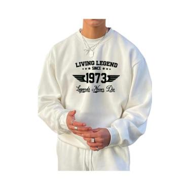 Imagem de Camiseta De Manga Longa Com Estampa Gráfica Retro 1973 Para Homens, Mo