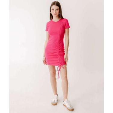 Imagem de Vestido Feminino Tubinho Drapeado Manga Curta Marisa-39072, Rosa, GG