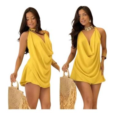 Imagem de Conjunto Feminino Verão Short Saia Com Blusa Frente Única Duna Decotad