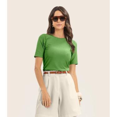 Imagem de Blusa Feminina Manga Curta em Poly Endless Verde, M, Verde