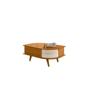 Imagem de Mesa de Centro Indianápolis Cinamomo e Off White 90cm com Prateleira Nicho para Sala Liberty Móveis