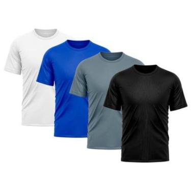 Imagem de Kit 4 Camiseta Masculina Dry Proteção Solar UV Básica Lisa Treino Academia Camisa Camisetas-Masculino