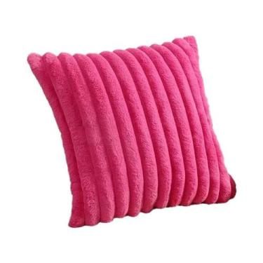 Imagem de Capa De Almofada Listrada De Pelúcia Macia De Imitação De Pele De Coel