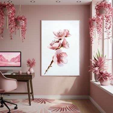 Imagem de Quadro Decorativo Cerejeira Suave 70x50cm Mold Preta