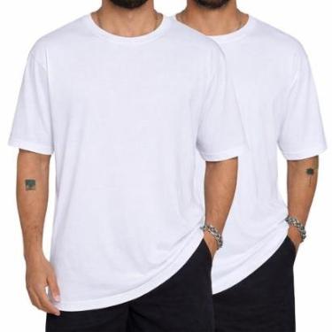 Imagem de Kit 2 duas Camiseta Grande Masculina Oversized Algodão Camisa Over Streetwear Confortável-Unissex