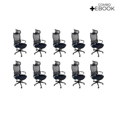 Imagem de Kit 10 Cadeiras De Escritório Presidente Oficial Verona Com Apoio - Of