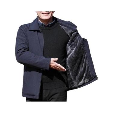 Imagem de Jaqueta De Inverno Masculina Em Fleece Quente, Cor Sólida, Casual Para
