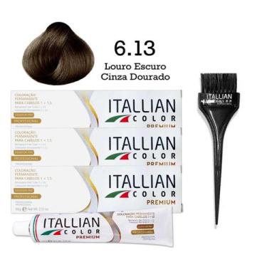 Imagem de 3 Unidades Coloração 6.13 Louro Escuro Cinza Dourado  Itallian Color -