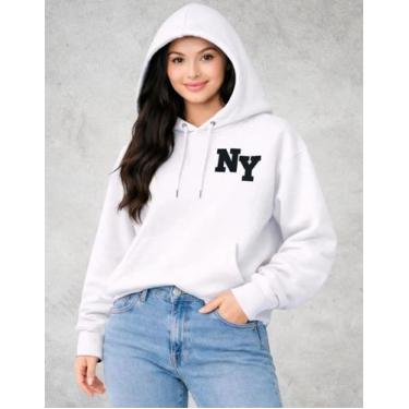 Imagem de Moletom Liso Flanelado Estampado Ny Quentinho Canguru De Tou - Alice F