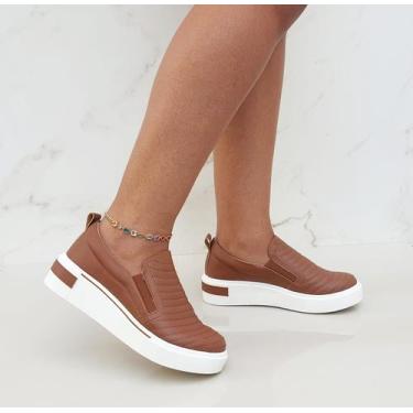 Imagem de Slip On Tênis Feminino Iate Calce Fácil C/Elastico Caramelo - Sobressa
