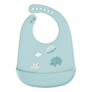 Imagem de Babador Buba De Silicone Com Pega Migalhas Cloudy Porco Espinho Verde