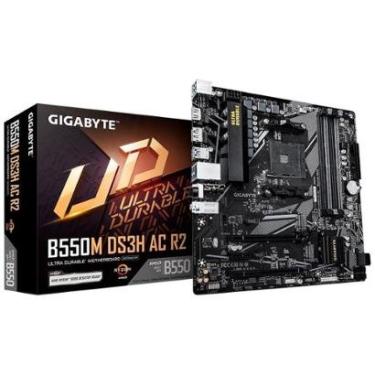 Imagem de Placa Mãe Gigabyte B550M DS3H AC R2, AMD AM4, Micro ATX, DDR4, RGB, Wi-Fi 6, Bluetooth,...