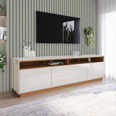 Imagem de Rack para Tv com 3 Portas e Rodízios 180cm Orion Cinamomo/Off White