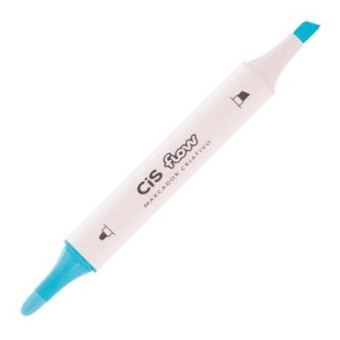 Imagem de Marcador Permanente CiS Flow Ponta Dupla - Cores Diversas, Ciano