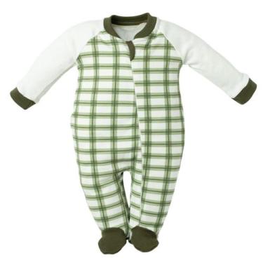 Imagem de Macacão Longo para Bebê com Zíper Menino Xadrez Camping -Hug, Verde, P