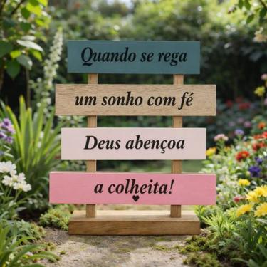 Imagem de Placa Decorativa de Mesa em MDF Frase Quando se Nega um Sonho com Fé D