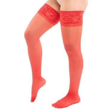 Imagem de Meia Calça Feminina Selene 7/8 Com Renda Fio 15 - Ref 9630, Vermelho, 