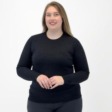 Imagem de Blusa de Lã Dunialin Plus Size Gola Redonda Manga Longa Feminina, G2, 