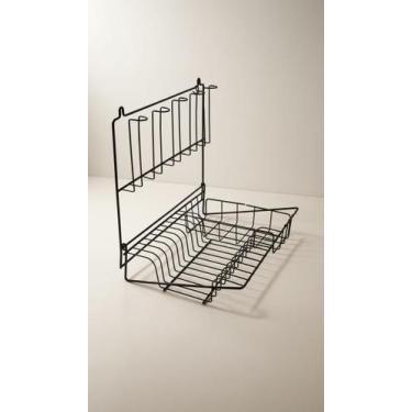 Imagem de Escorredor Suspenso Dobrável Preto 10 Pratos - Congratulations Store