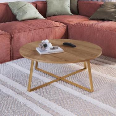 Imagem de Mesa de Centro Redonda Industrial Complementos Marrom - Artesano Móvei