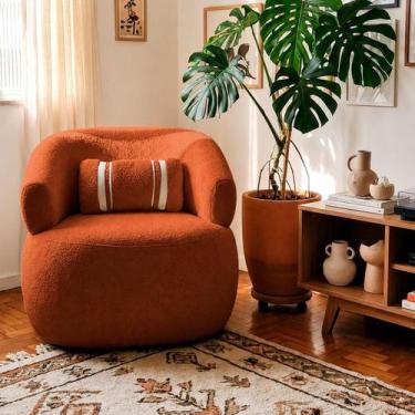 Imagem de Poltrona Orgânica Giratória Chloe Decorativa com Almofada Plumante Bou