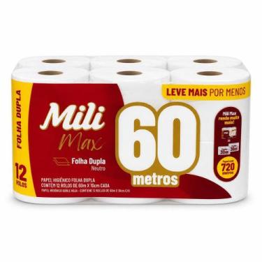 Imagem de Papel Higiênico Folha Dupla Mili 12 Rolos com 60 Metros Max Neutro / S