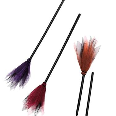 Imagem de KEAIDO 3 peças de vassoura de bruxa de Halloween - Varinha voadora mágica para cosplay, haste destacável - adereço de festa infantil, fantasia de carnaval, crianças, meninos, Gril, evento, show, máscaras, acessório de fornecimento