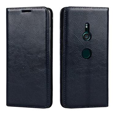 Imagem de Capa de caso flip Caso de carteira Flip para Sony Xperia Xz3. Caso, capa de couro genuíno Tpu. Bumper com suporte de cartão Kickstand escondido adsorção magnética à prova de choque carteira de couro c