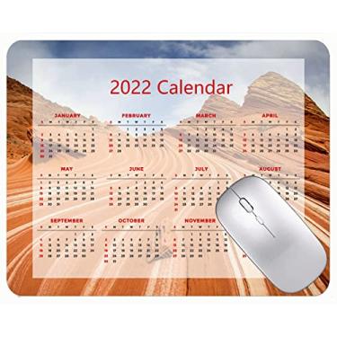 Imagem de Mouse pad com calendário 2022 com bordas costuradas preto coiote Buttes Canyon Cliffs Mouse pad
