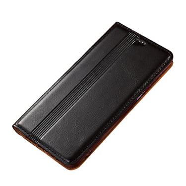 Imagem de Capa carteira para Google Pixel 6/6 Pro com suporte para cartão de crédito, capa de couro legítimo, fecho magnético, flip fólio, proteção contra quedas, preta, 6 Pro 17 cm