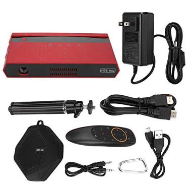 Imagem de Mini projetor, projetor 2500lm Bluetooth e WiFi H96 Max S912 2+16G Dual Band LED Home Theater com alto-falante Bluetooth de baixo espesso conecta-se à TV, notebook, câmera, DVD, PC (vermelho)