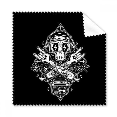 Imagem de Limpador de óculos de limpeza de tela de telefone com estampa de caveira, música preta, 5 peças