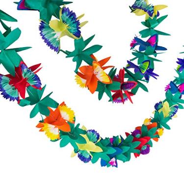 Imagem de 2.7m Long Tropical Multicoloured Paper Tissue Garland Flower Leaves Banner for Party Decorations, Birthdays, Event Supplies, Festivals, Children & Adults by Super Z OutletAA