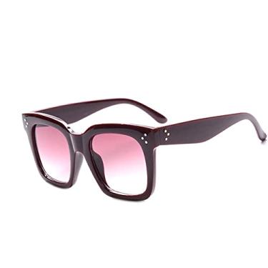 Imagem de Óculos de Sol Quadrado Preto Transparente Feminino Gradiente Estilo Verão Clássico Óculos de Sol Feminino Grande Quadrado Oculos De Sol, Vermelho Escuro