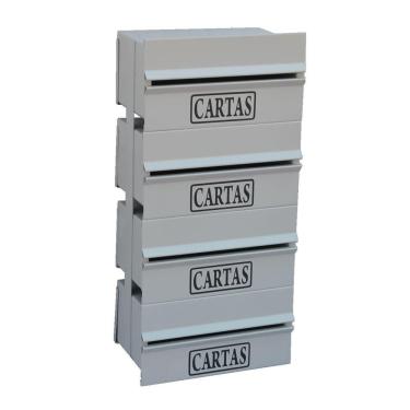 Imagem de Caixa Correio Condomínio Detrás Para Muro Cinza 4 Módulos