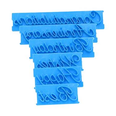 Imagem de Molde de bolo de 6 pe?as, carimbo de palavras feliz anivers¨¢rio parab¨¦ns anivers¨¢rio melhores desejos conjunto de cortador de letras manuscritas decora??o de bolo para bolo fa?a voc¨º mesmo biscoi