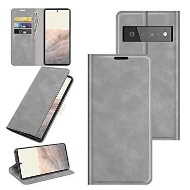 Imagem de YUNCHAO Caixa de telefone Para o Google Pixel 6 Pro Retro-Skin Business Magnetic Cheather Case With Holder & Card Slots & Wallet capa para celular