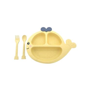 Imagem de Conjunto Refeição Pbb Baleia Amarelo com 3 Unidades
