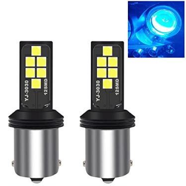 Imagem de SOCAL-LED 1156 BA15s Lâmpada de pisca LED azul gelo avançada 3030 SMD brilhante colorida DRL lâmpada de freio lanterna traseira de estacionamento, pacote de 2