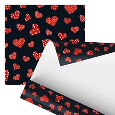Imagem de Papel De Parede Adesivo Corações Vermelhos Fundo Preto 2,80m