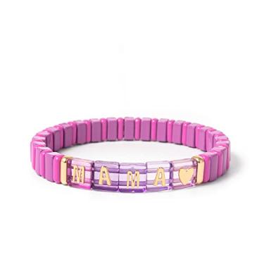 Imagem de Pulseira elástica de ouro revestida de esmalte adorável feminina e masculina - roxa, Cristal