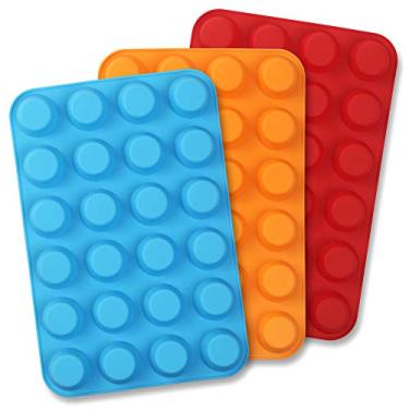 Imagem de Panela de silicone Cozihom, frigideira de cupcake, 24 xícaras, forma de silicone para assar ovos de grau alimentício, antiaderente, 3 peças