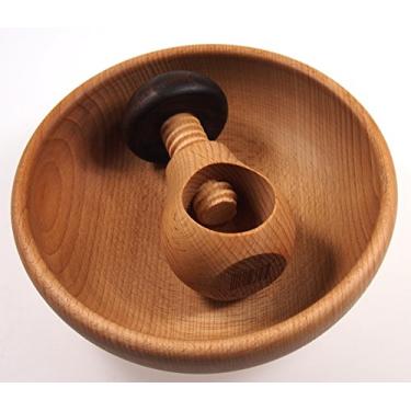 Imagem de EFO - Conjunto de Tigela e Quebra-Nozes de Madeira Rústica, Marrom, 2 Litros