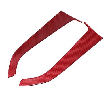 Imagem de X AUTOHAUX 2 peças adesivos de painéis de porta de carro de fibra de carbono protetores de painel decalques para Ford para Mustang 2015 2016 2017 2018 2019 2020 2021 2022 acessórios vermelhos